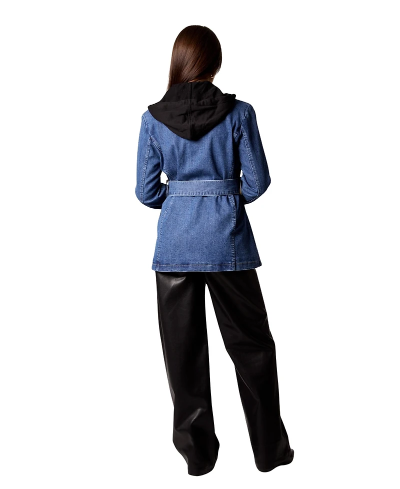 Blue Revival Women's Gracie Double Breasted Trench Coat with Removable Hoodie Insert