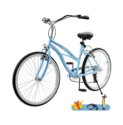 Artudatech Urban Lady Girl's Bicycle Women's Beach Cruiser Bike 26 Inches 7 Speed