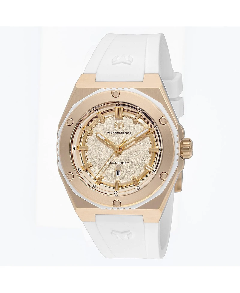 Technomarine Women's Tm-416080 Coral Quartz Gold Dial Watch