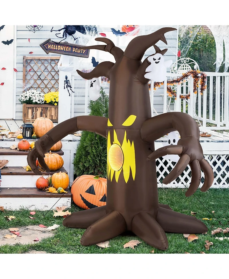 7.8 Ft Halloween Inflatables Scary Dead Tree Halloween Decoration with Ghost Dimming Infinity Mirror Light & 5 Bright Led Lights