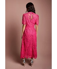 Coast Women's Short Sleeve Collared Lace Midi Dress