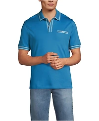 Lands' End Men's Short Sleeve Tipped Welt Pocket Supima Polo