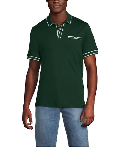 Lands' End Men's Short Sleeve Tipped Welt Pocket Supima Polo