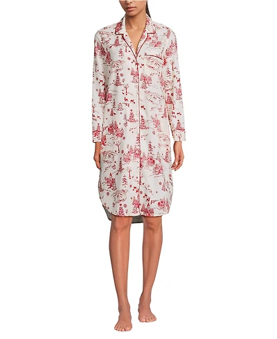 Lands' End Women's Flannel Long Sleeve Sleepshirt Nightgown