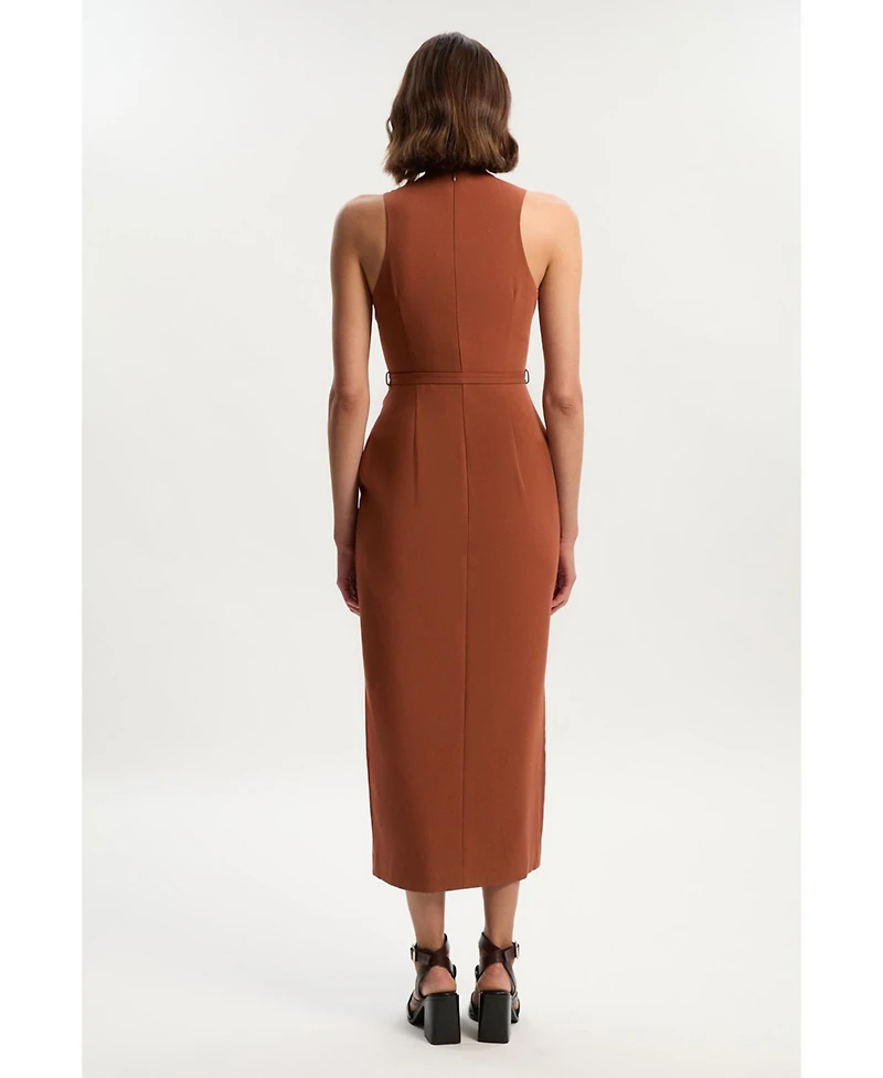 Karen Millen Women's Belted Pencil Maxi Dress