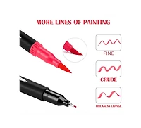 Htutwoo 48 Colors Acrylic Paint Pens Markers Waterproof Dual Tip Acrylic Marker Set for Scrapbook Fabric Glass Ceramic Diy Craft Art Supplies