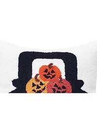 Pumpkin Truck Happy Halloween Hooked Throw Pillow, 3" x 18"
