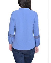 Ny Collection Women's Mandarin Collar Long Sleeve Top