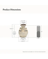 LuxenHome Rustic Off-White with Gray 10.2-Inch Tall Terracotta Urn Vase