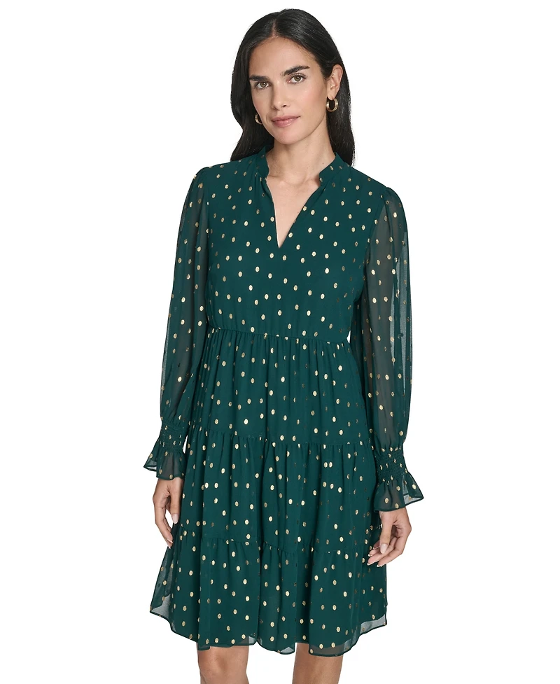 Jessica Howard Women's Smocked Long Sleeves Dress
