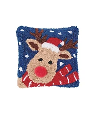 Christmas Reindeer Hooked Small/Petite Small/Petite Accent Pillow, 8" x 8