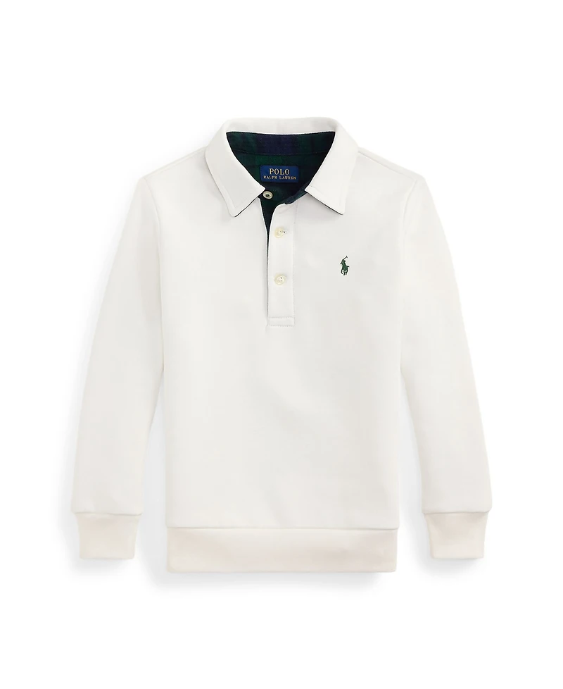 Polo Ralph Lauren Toddler and Little Boys Plaid-Trim Fleece Polo-Collar Sweatshirt