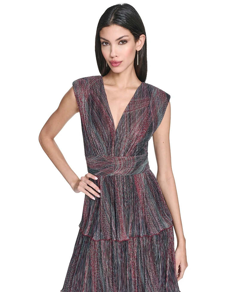 Vince Camuto Women's Metallic Crinkle Sleeveless Dress