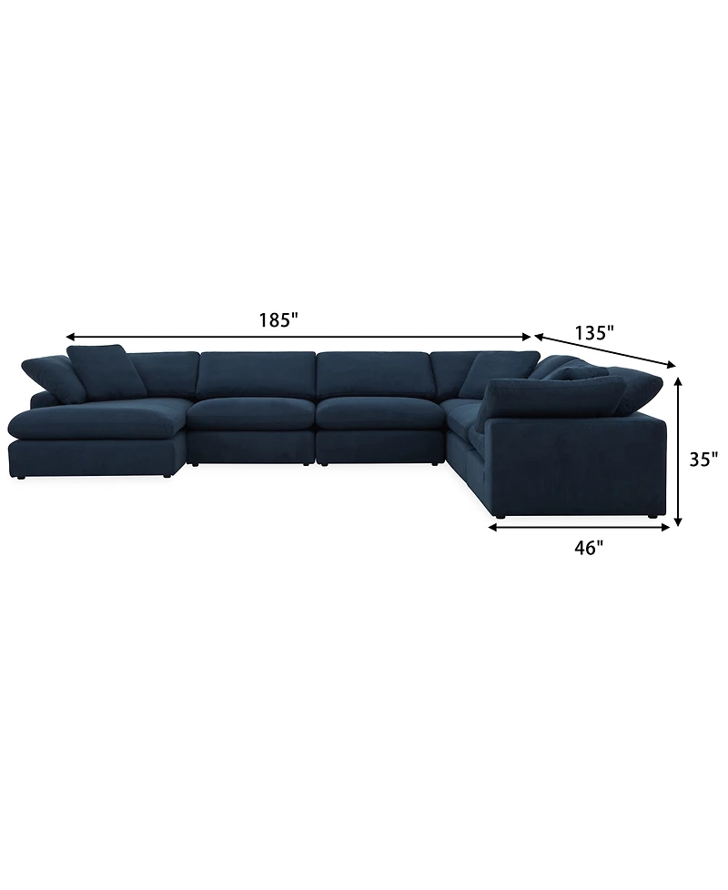 Furniture Fog 6-Pc. Fabric Chaise Sectional Sofa Set