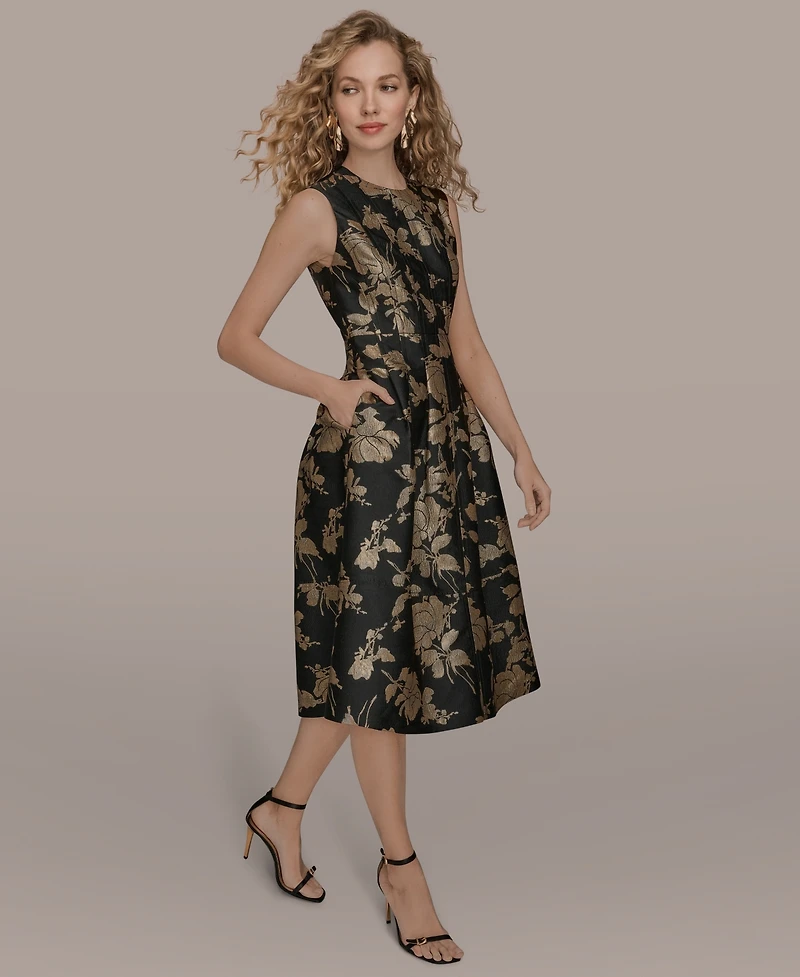 Donna Karan New York Women's Jacquard Fit and Flare Dress