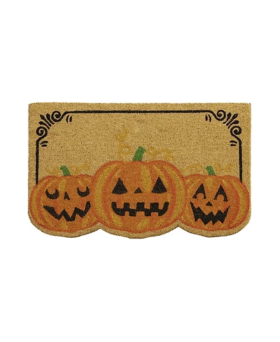 Vcny Home Three Pumpkins Halloween Outdoor Coir Doormat, 18" x 30"