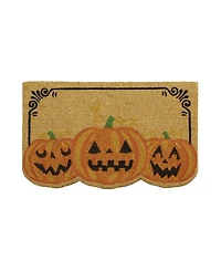 Vcny Home Three Pumpkins Halloween Outdoor Coir Doormat, 18" x 30"