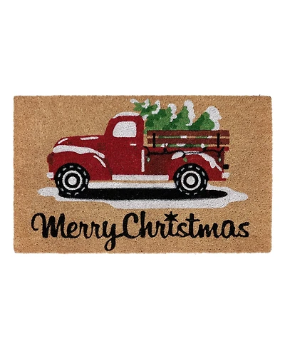 Vcny Home Christmas Truck Outdoor Coir Doormat, 18" x 30"