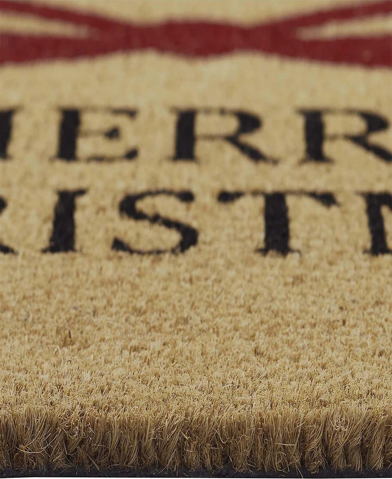 Vcny Home Merry Christmas Bow Outdoor Coir Doormat, 18" x 30"