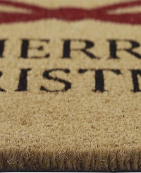 Vcny Home Merry Christmas Bow Outdoor Coir Doormat, 18" x 30"
