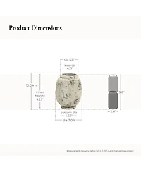 LuxenHome Antique Terracotta Vase, 10-Inch Tall Off-White Pot with Mossy Green Patina, Rustic Decor