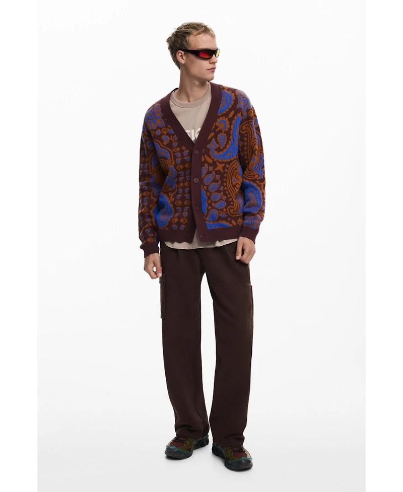 Desigual Men's Paisley cardigan sweater