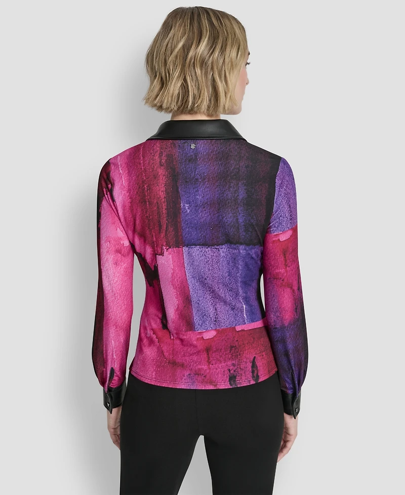Dkny Petite Knot Front Long Sleeve Top