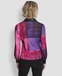 Dkny Petite Knot Front Long Sleeve Top