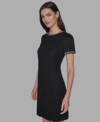 Karl Lagerfeld Paris Women's Short Sleeves Knit Shift Dress