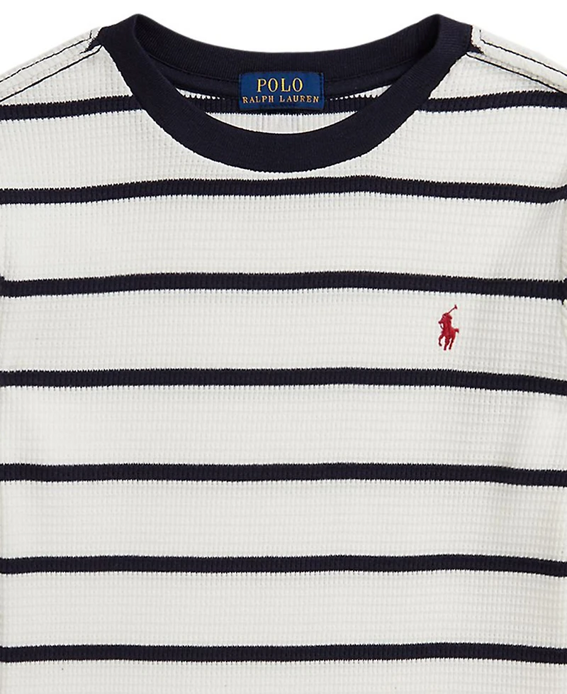 Polo Ralph Lauren Toddler and Little Boys Striped Waffle Cotton Long-Sleeve Tee