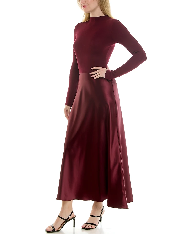 Taylor Women's Satin Twofer A-Line Sweater Dress