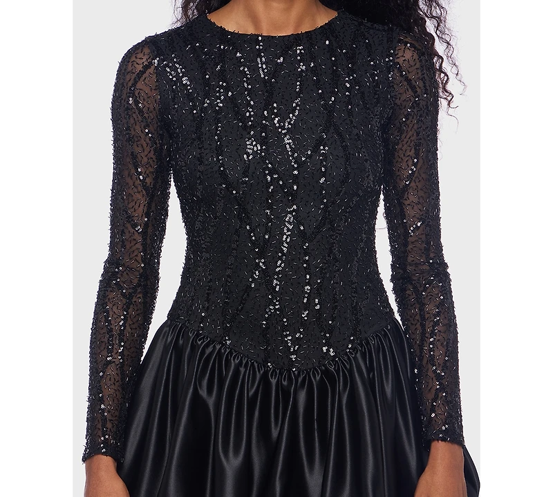 Alex & Sophia Junior's Long Sleeve Round Neck Bubble Dress