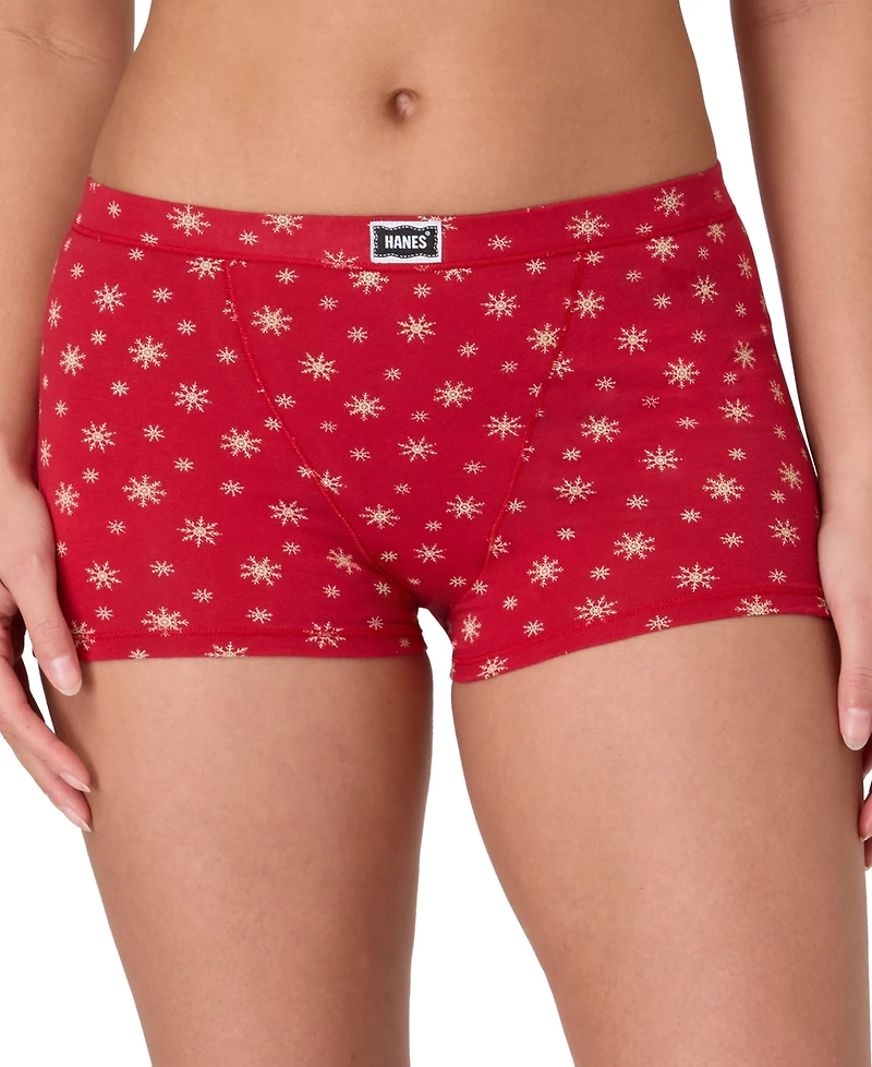 Hanes Women's 4-Piece Boxer Brief Underwear Assorted Bonus Pack