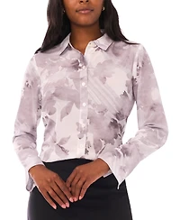 1.state Women's Printed Long Sleeve Button Up Shirt
