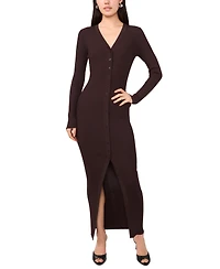 1.state Women's Ribbed Long Sleeve Midi Cardigan Dress