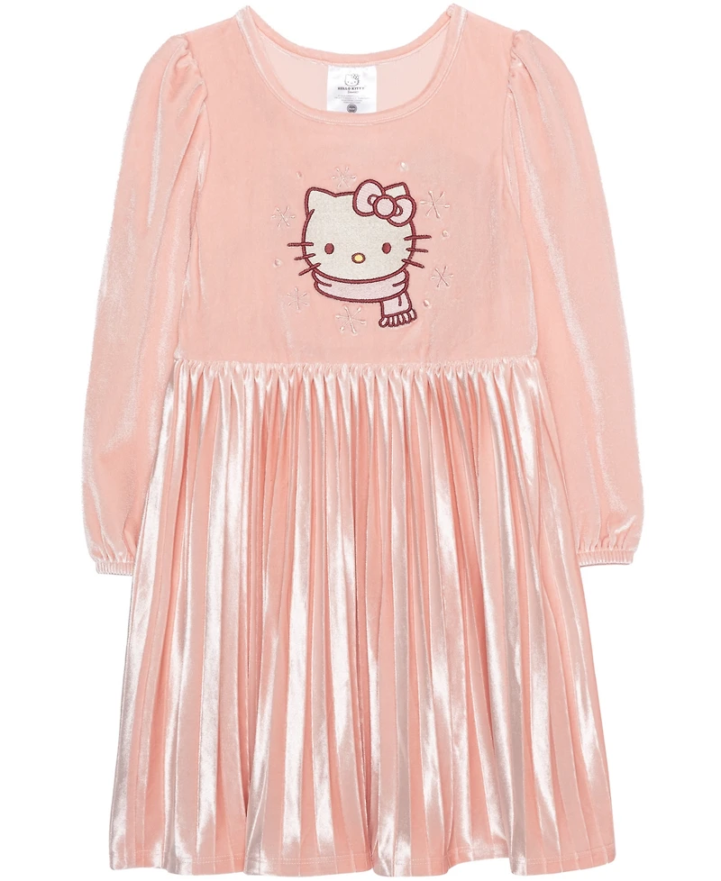Hello Kitty Girls 2T-6X Long Sleeve Pleated Dress