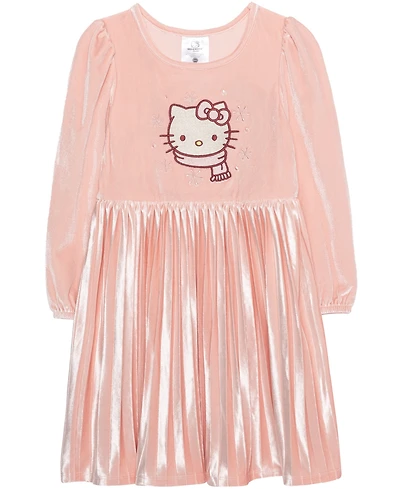 Hello Kitty Girls 2T-6X Long Sleeve Pleated Dress