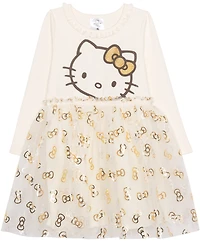 Hello Kitty Girls 2T-6X Long Sleeve Ruffle-Trim Dress