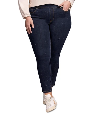 Tribal Plus Audrey Mid Rise Pull-On Slim Ankle Glitter Jeans