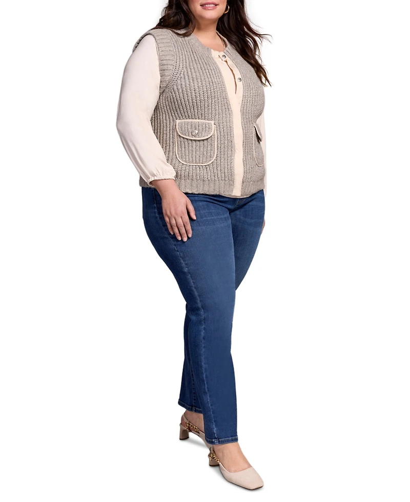 Tribal Plus Sleeveless Vest with Pockets Jacket