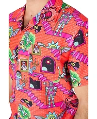 OppoSuits Men's Hawaiian 2 Piece Set - Rick & Morty Summer Beach Wear Slim Fit Includes Short Sleeve Shirt and Shorts