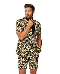 OppoSuits Men's Summer Suit - Animal Print Outfit Slim Fit Includes Short Sleeved Blazer Shorts and Tie