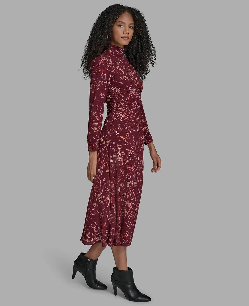 Bcbg Women's Printed Mock Neck Maxi Dress