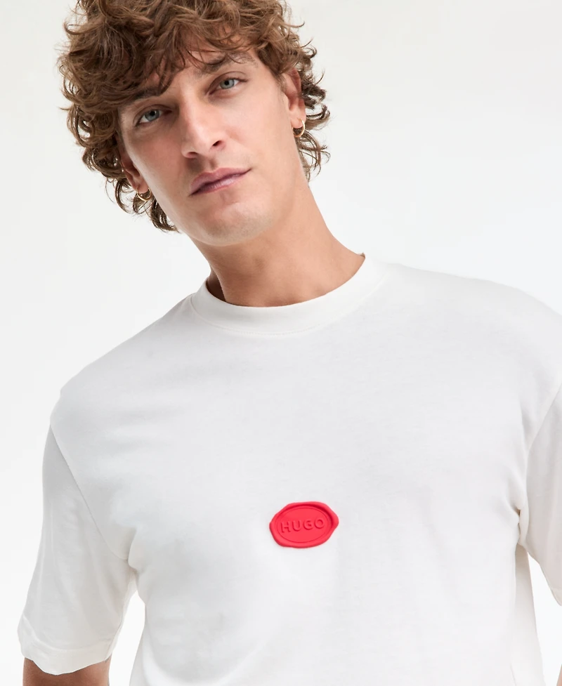 Hugo Boss Men's Divis Relaxed Fit Piece-Dyed Stamp Logo T-Shirt