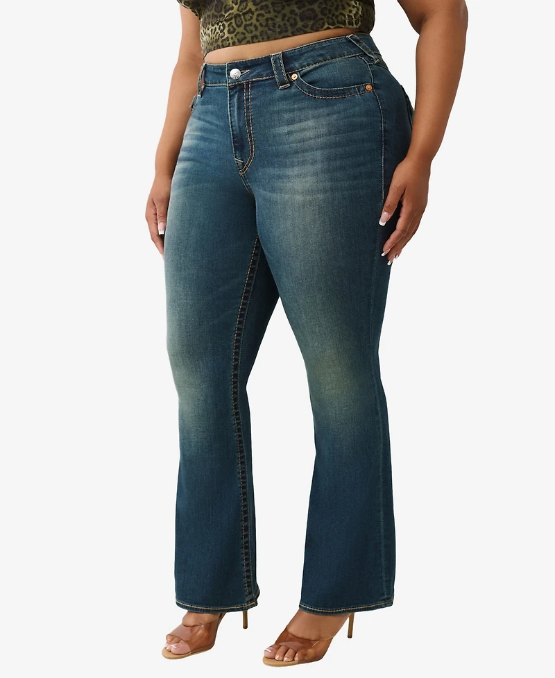 True Religion Women's Plus Becca Bootcut Big T Jean