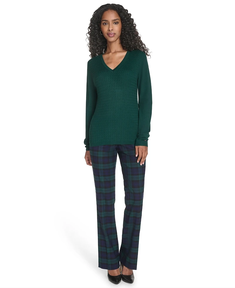 Tommy Hilfiger Women's V-Neck Cable Sweater