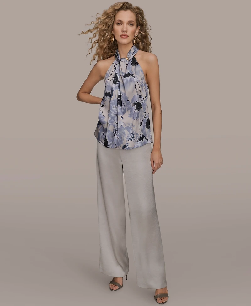 Donna Karan New York Women's Printed Twist Halter Neck Top