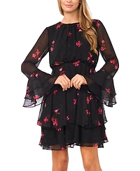 CeCe Women's Long Sleeve Ruffle Mini Dress