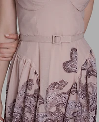 Bcbg Women's Border Print Sleeveless Midi Dress