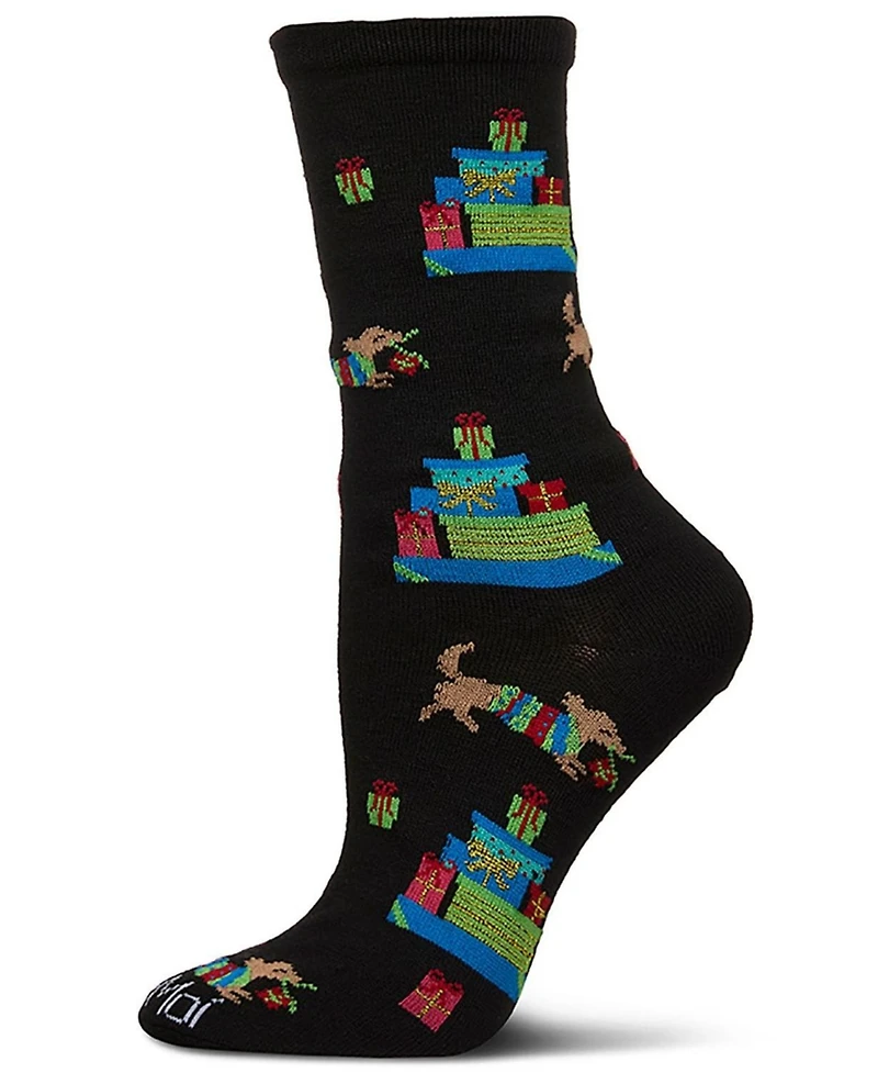 MeMoi Women's Pile Of Gifts Holiday Crew Socks